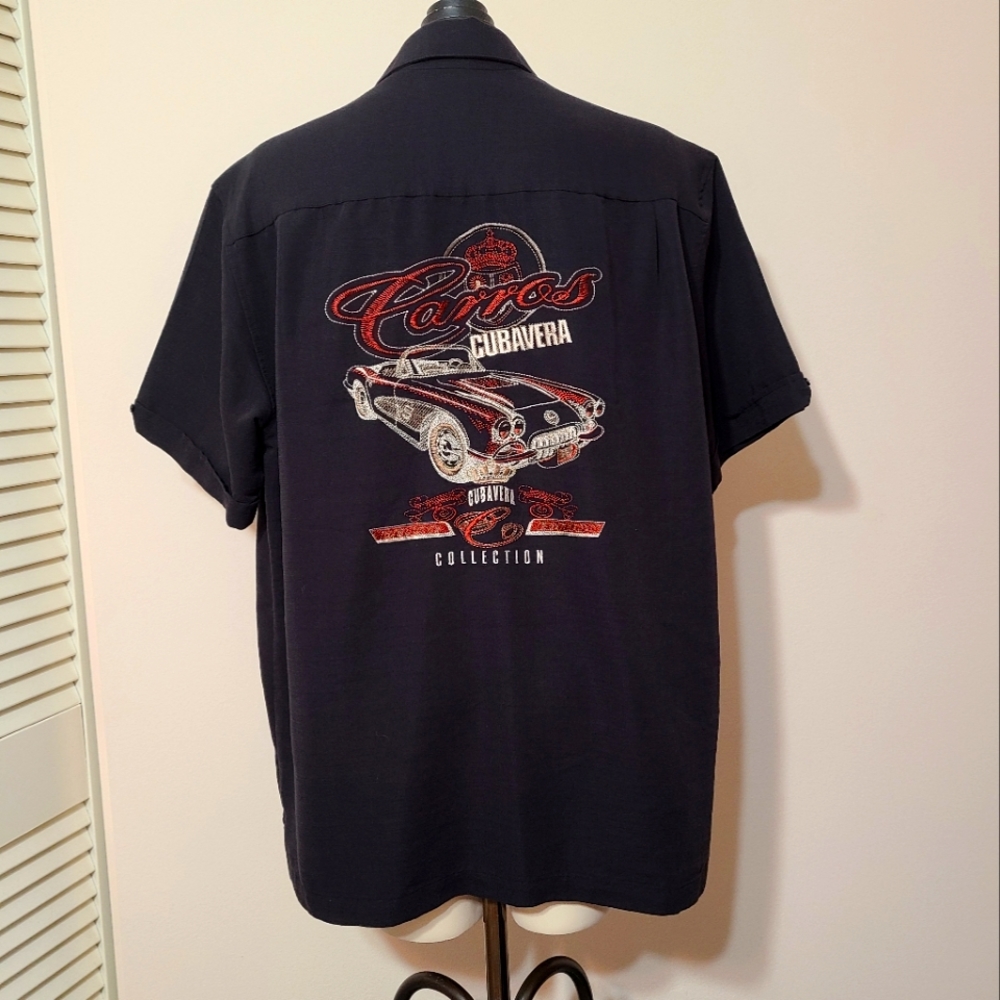 Cubavera Carros corvette button down shirt